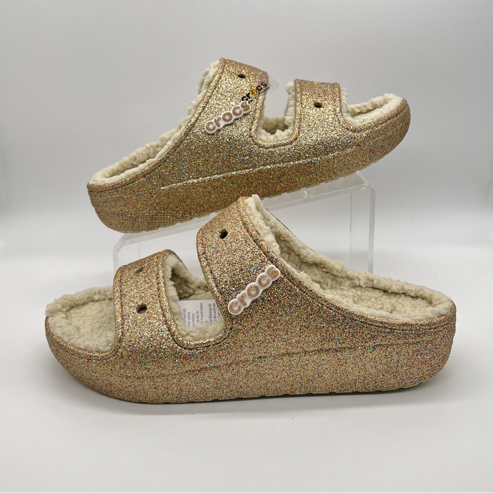 Crocs Classic Cozzzy Glitter Sandals - Picture 3 of 15